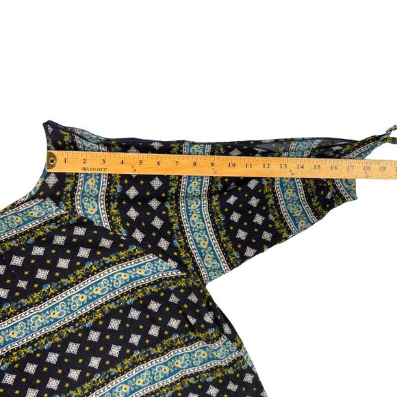 True Light Boho Floral Mixed Print Split Sleeve Cold Shoulder Top Blouse - Picture 16 of 16